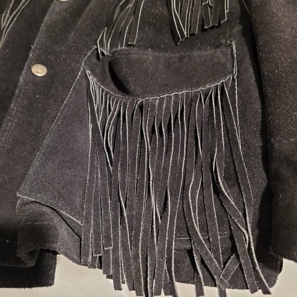 Authentic SCHOTT WESTERN SUEDE FRINGE JACKET Made in USA Black Men's Size 44 - Picture 10 of 12